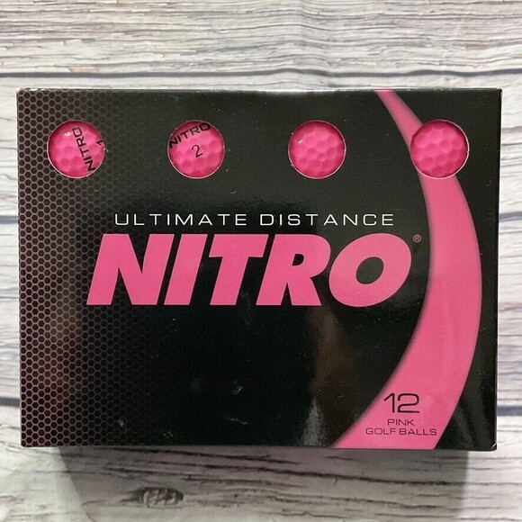 Nitro Ultimate Distance new nib Bright Pink Box of 12 Golf Balls - Picture 2 of 6